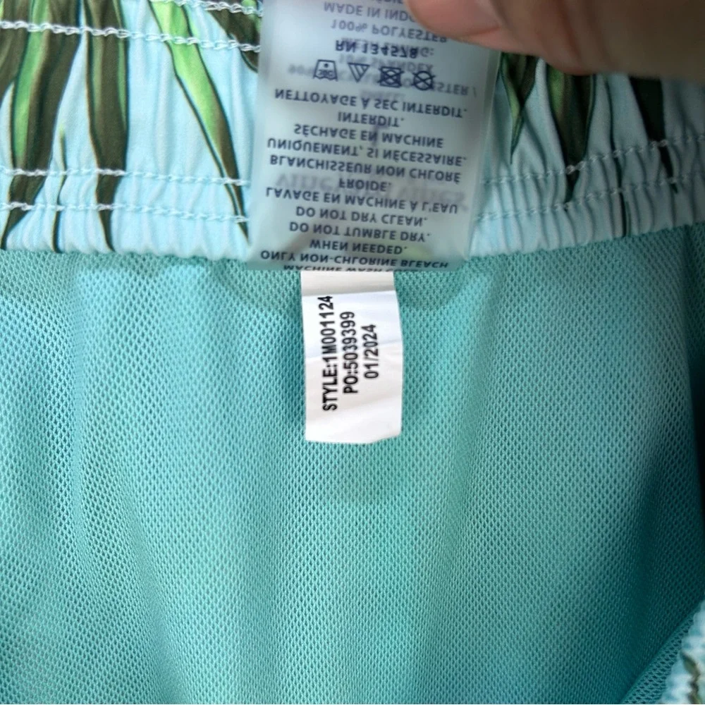 Vineyard Vines Mens Swim Trunks Large Chappy Palm Printed Green Lined 7” Inseam‎
